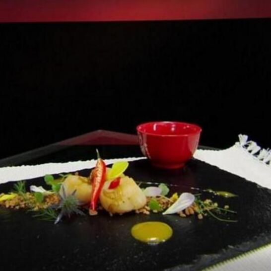 Рецепт морского гребешка на прянике с мандариновым кремом