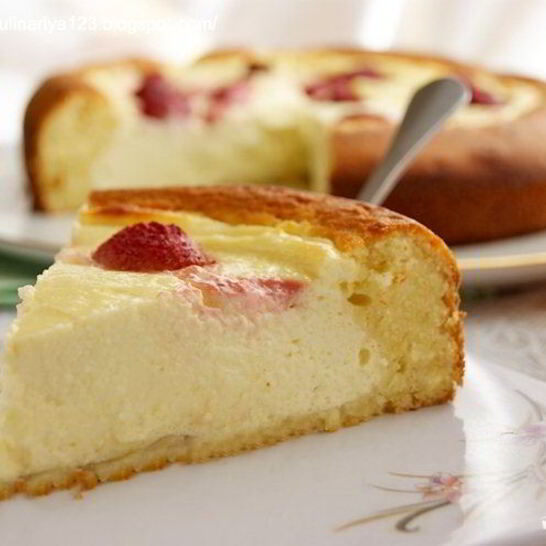 Рецепт творожного пирога с бисквитным тестом