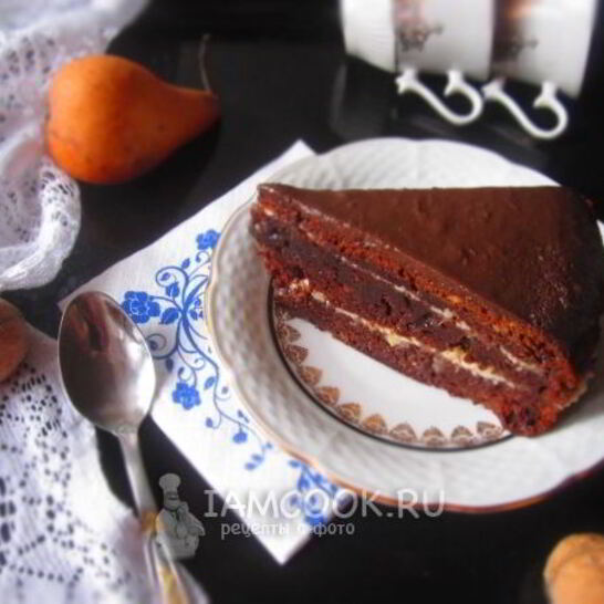 Рецепт шоколадного торта с грушевым кремом