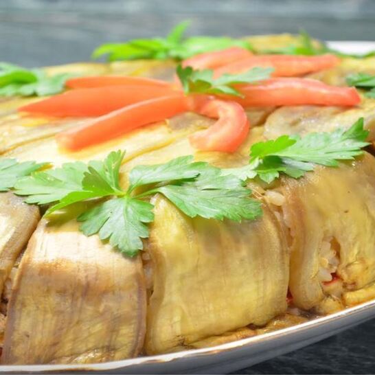 Рецепт торта из баклажанов с рисом и фаршем