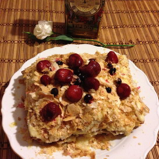 Рецепт торта наполеон со свежей клубникой и ликером бейлис