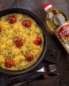 Сырная запеканка с помидорами черри