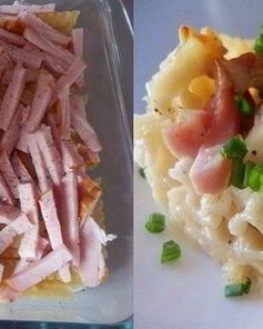 Запеканка из макарон с ветчиной