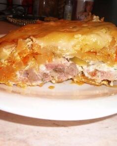 Запеканка с капустой и ветчиной