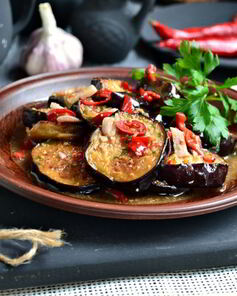 Баклажаны с острым перцем и аджикой по-грузински