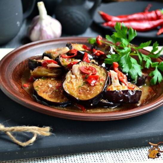 Рецепт баклажанов с острым перцем и аджикой по-грузински