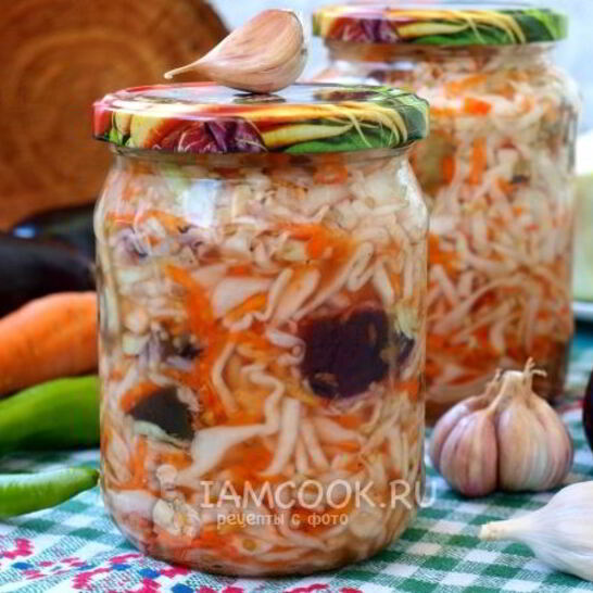 Рецепт баклажанов с капустой на зиму