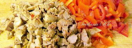 брускетта с мясом и овощами. Шаг 3