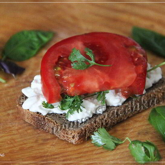 Рецепт бутерброда с творогом и помидорами