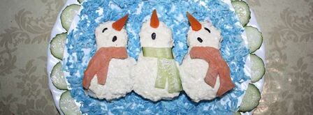 бутерброды поющие снеговики в шарфиках. Шаг 10