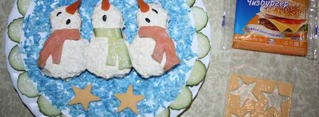 бутерброды поющие снеговики в шарфиках. Шаг 11
