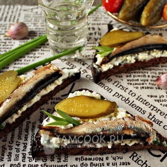 Рецепт бутербродов со шпротами с черным хлебом