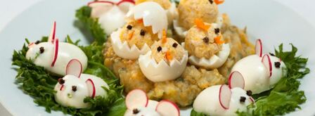 фаршированные яйца ассорти и овощное пюре. Шаг 6