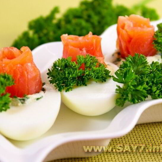 Рецепт яиц, фаршированных семгой