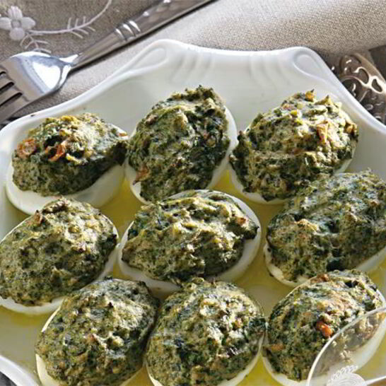 Рецепт яиц, фаршированных шпинатом