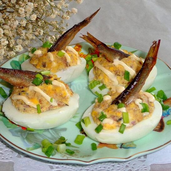 Рецепт яиц фаршированных шпротами