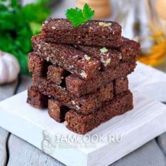 Рецепт гренков из бородинского хлеба с чесноком