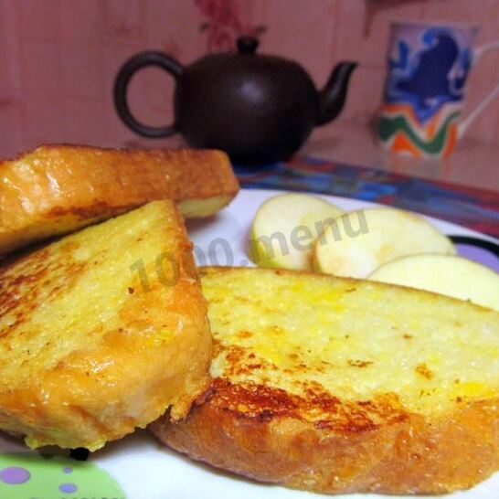 Рецепт сладких гренков с яйцом и молоком