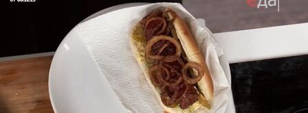 хот-дог с беконом и луком фри. Шаг 6