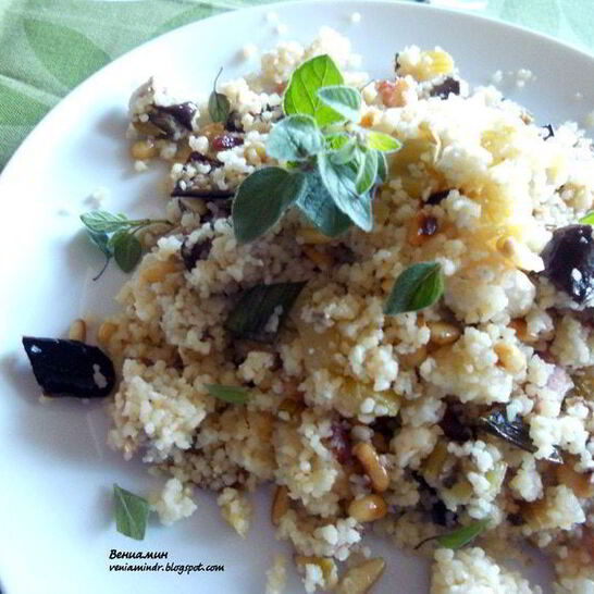 Рецепт кускуса с баклажанами, фетой и беконом