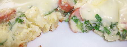 омлет с картошкой, сосисками, зеленью и плавлеными сырками в духовке. Шаг 16