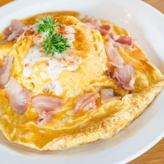 Рецепт омлета с ветчиной и рисом