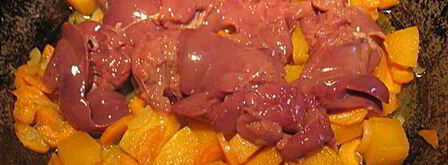 печеночный куриный паштет с тыквой и овощами. Шаг 4