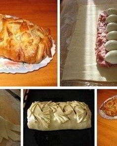 Домашний мясной рулет в тесте