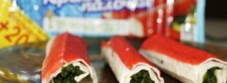 рулетики из теста фило с крабово-сырной начинкой. Шаг 4