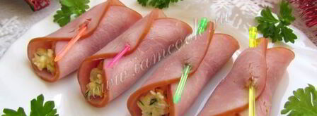 рулетики из ветчины с начинкой. Шаг 11