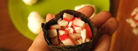 суши, запеченные со спайси соусом с крабовыми палочками. Шаг 8