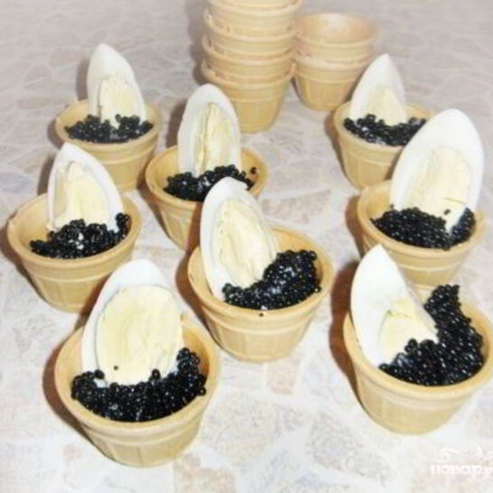Рецепт тарталеток с черной икрой
