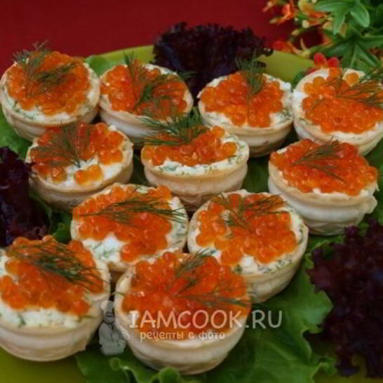 Рецепт тарталеток с красной икрой