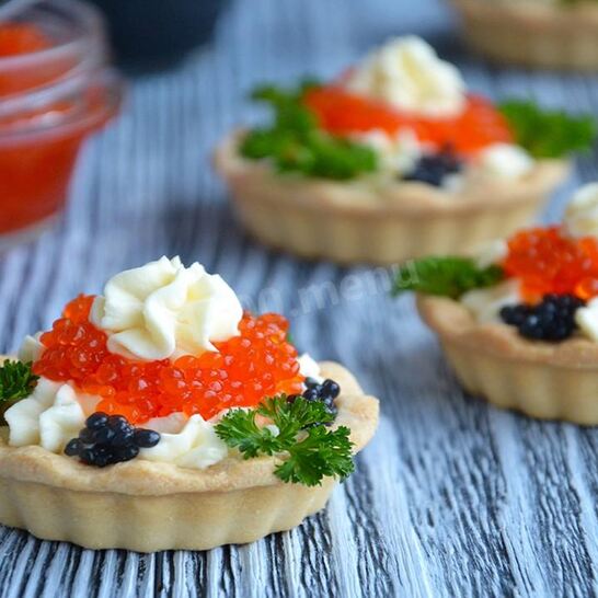 Рецепт тарталеток с сыром и икрой