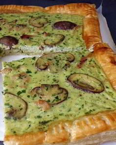 Тарт с грибами и ветчиной