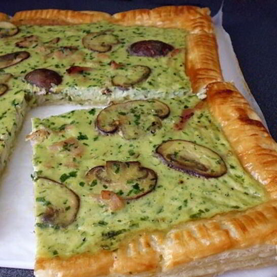 Рецепт тарта с грибами и ветчиной