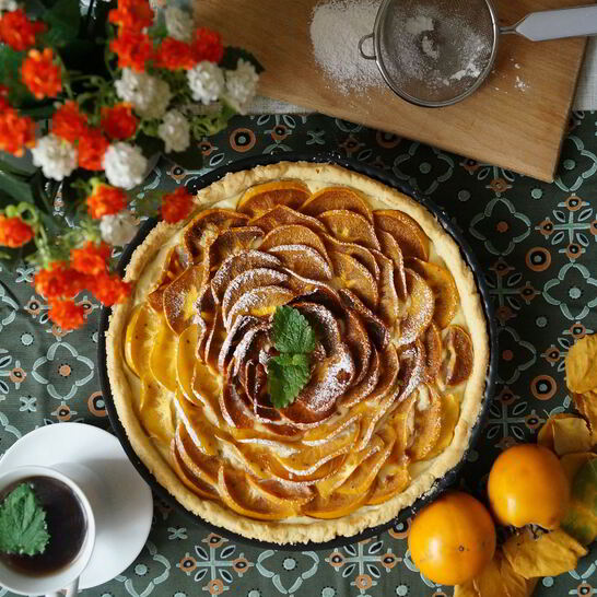 Рецепт тарта с рикоттой и хурмой