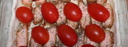 тарт с семгой, помидорами черри и моцареллой. Шаг 3