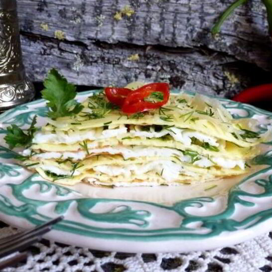 Рецепт полосатой яичницы