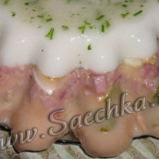 Рецепт двухцветного заливного с ветчиной