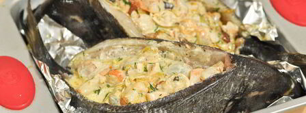 дорадо, фаршированная жюльеном из морепродуктов. Шаг 11