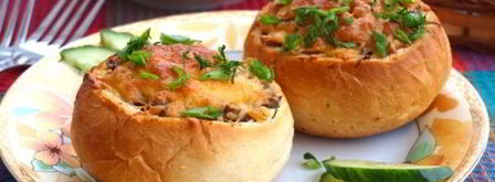 жульен из шампиньонов в булочке. Шаг 9