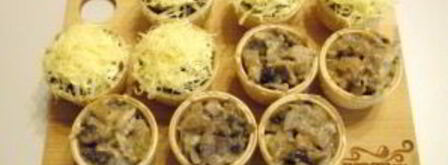 жульен в тарталетках с грибами и курицей. Шаг 7